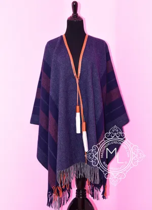 Hermes Blue Grey Rocabar Poncho Cape Shawl Top