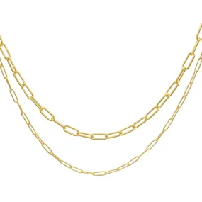 14k Gold Plated 3mm and 4mm Paper Clip Chain Set