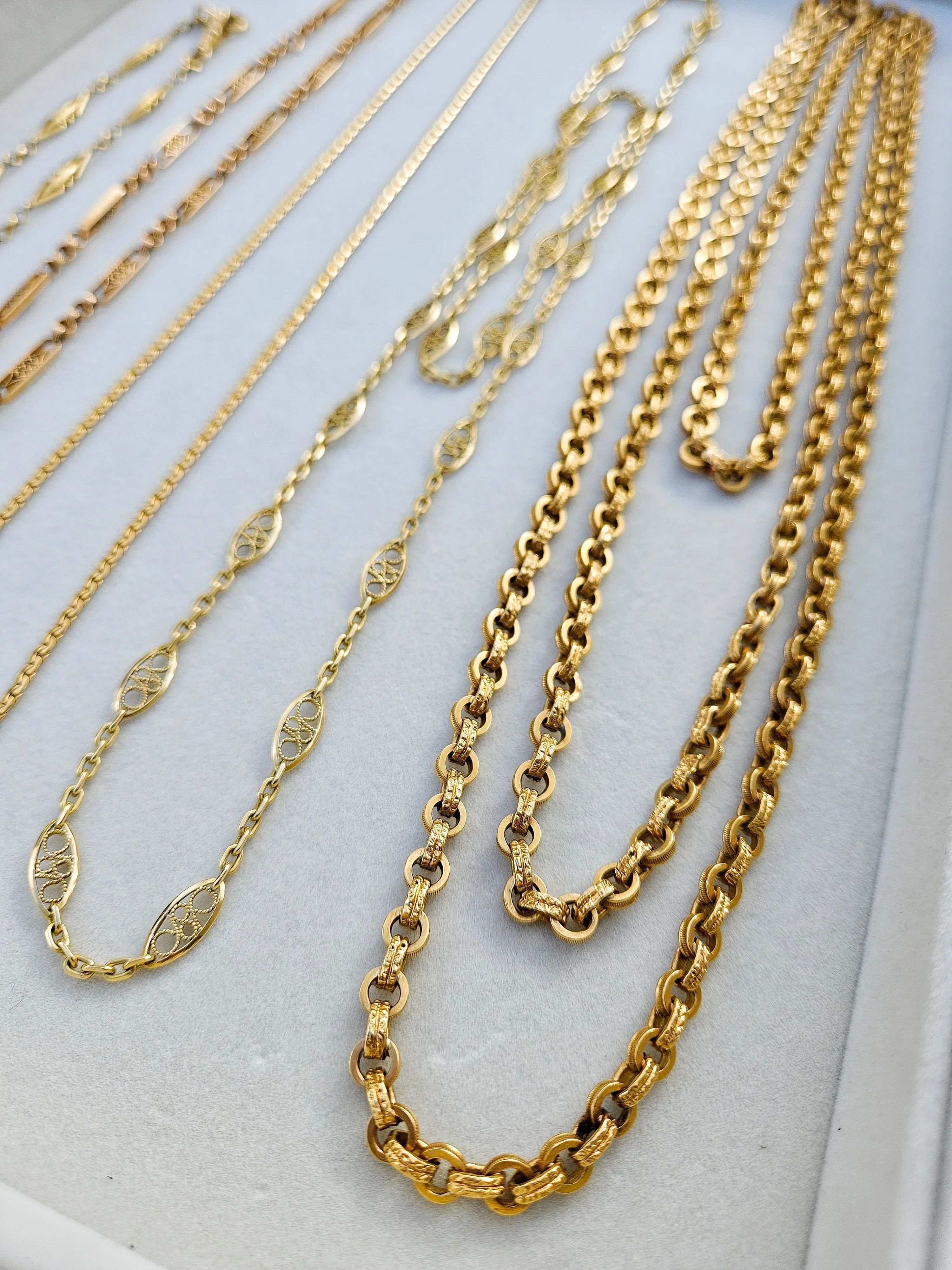 18K Yellow Gold Antique Filigree Long Chain Necklace 32" | Indulgems | Designs in Real Gold