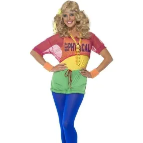 80s Lets Get Physical Girl Costume Adult Yellow Pink Green