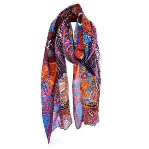 Aboriginal Art Organic Cotton Summer Scarf by Andrea Mimpitja Adamson