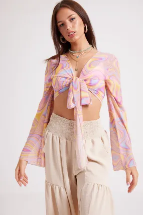 ABSTRACT TIE FRONT TOP