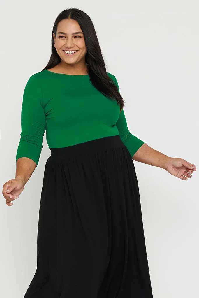 Ada Bamboo Boatneck Top - Green