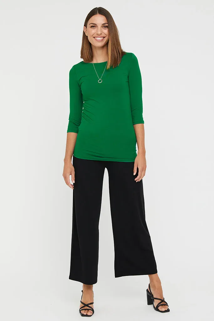 Ada Bamboo Boatneck Top - Green