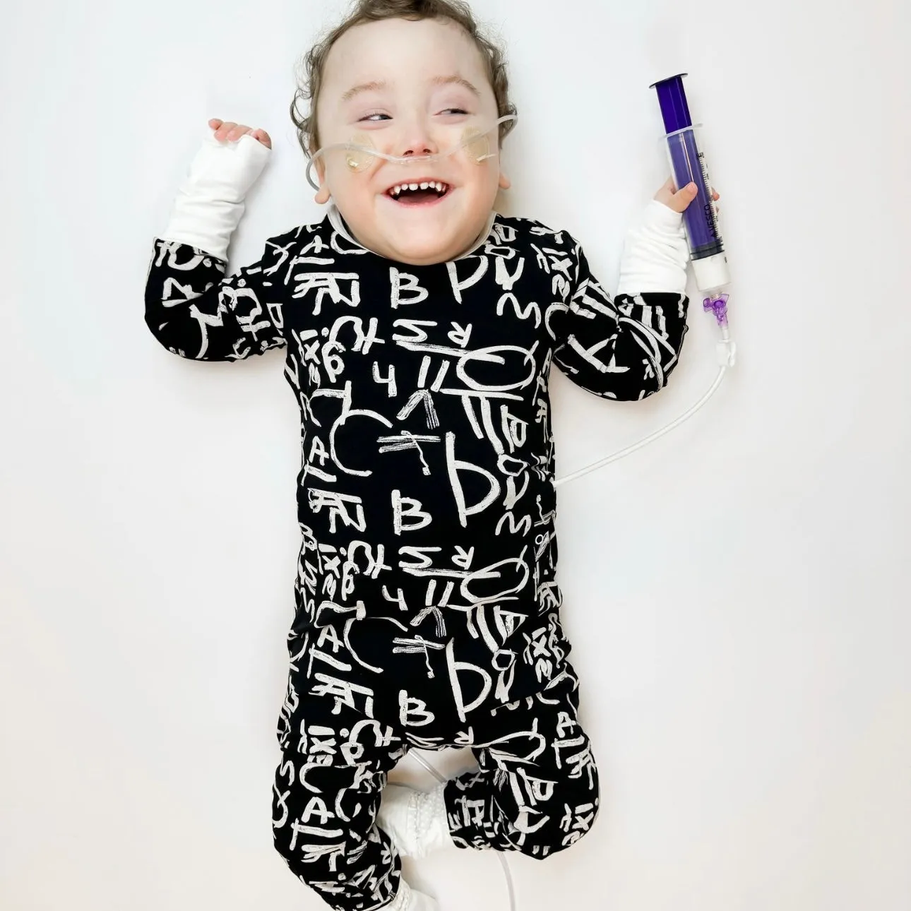 Alphabet for Autism Adaptive Tube Access Day to Night Romper