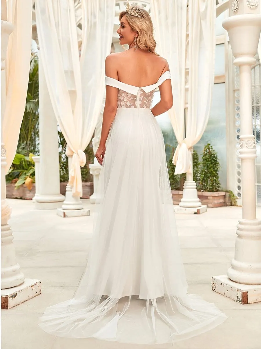 Applique Off-Shoulder Bodycon Fishtail Wedding Dress