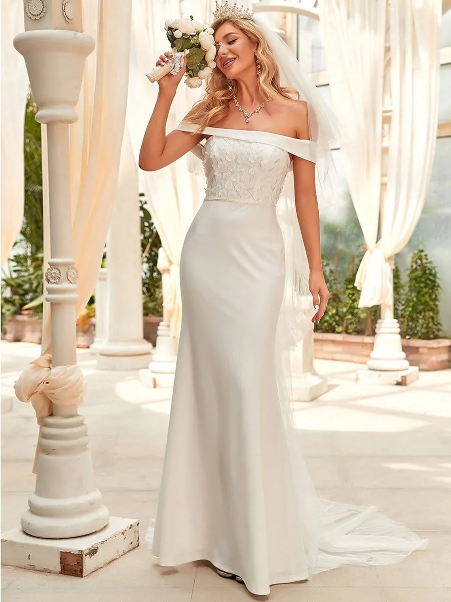 Applique Off-Shoulder Bodycon Fishtail Wedding Dress