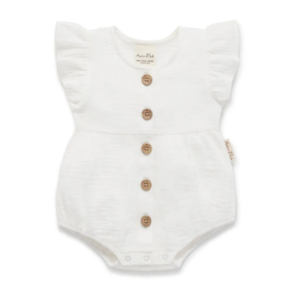 Aster & Oak White Muslin Bubble Romper