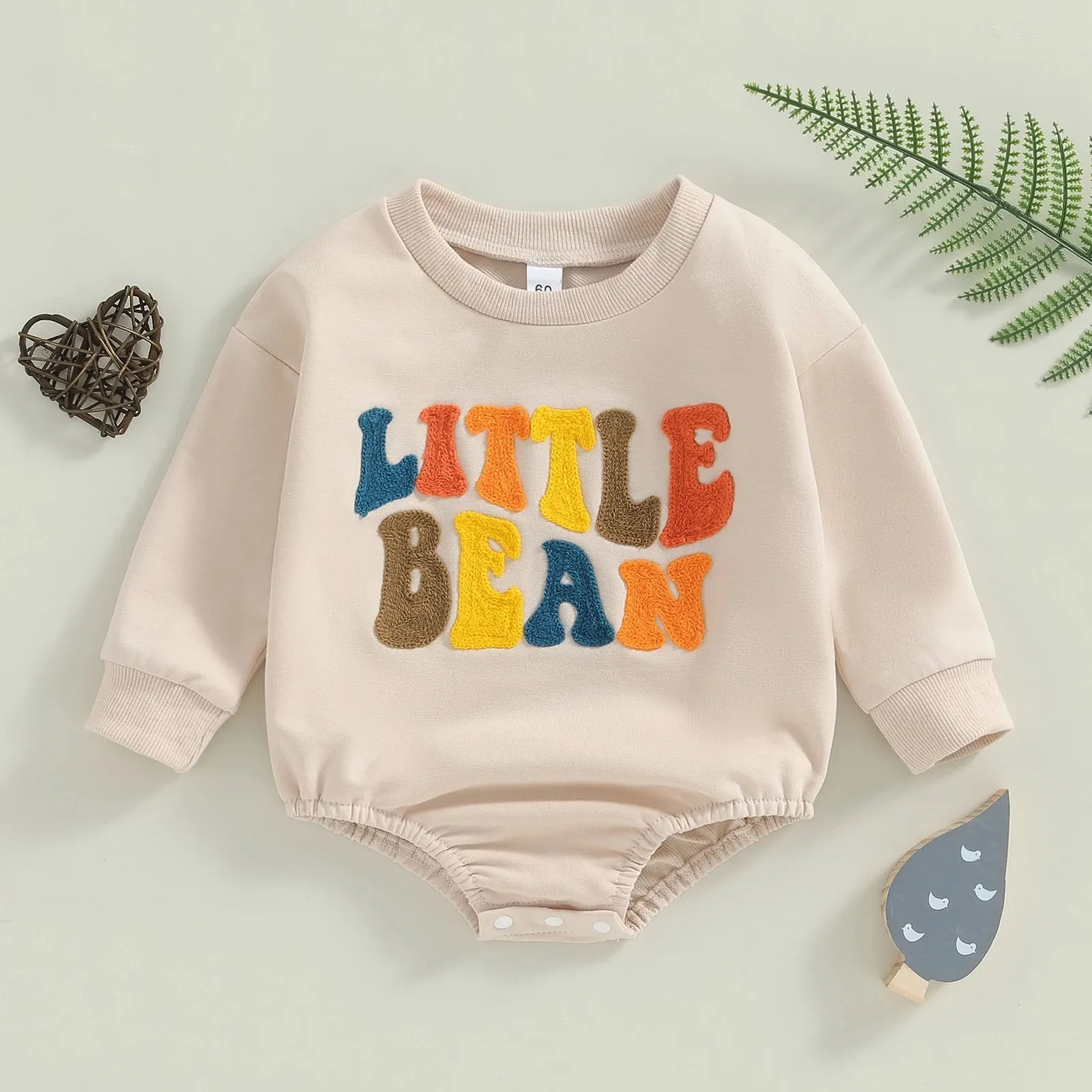 Autumn Baby Chenille Letters Romper: Little Bean - Fall