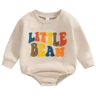 Autumn Baby Chenille Letters Romper: Little Bean - Fall