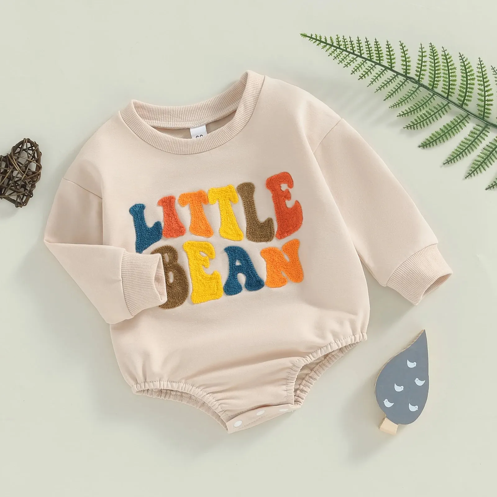 Autumn Baby Chenille Letters Romper: Little Bean - Fall