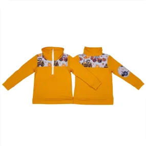 Autumn Boys Pumpkin Tractor Quarter Zip Shirt (to 14/16)