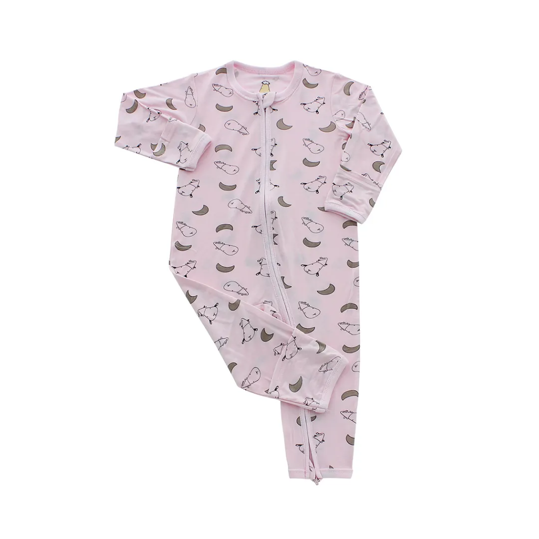 Baa Baa Sheepz Romper Zip Small Moon & Sheepz Pink