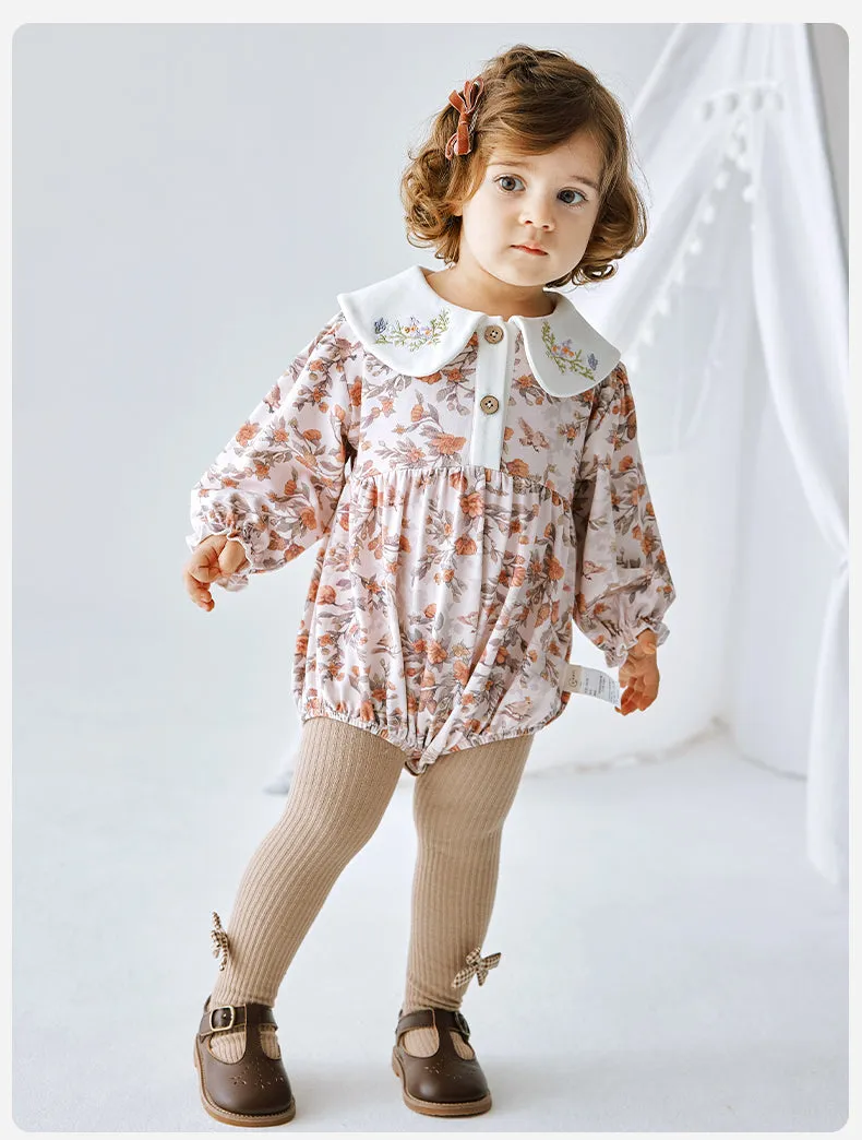 Baby Bird Rain Flower Long Sleeve Bodysuit