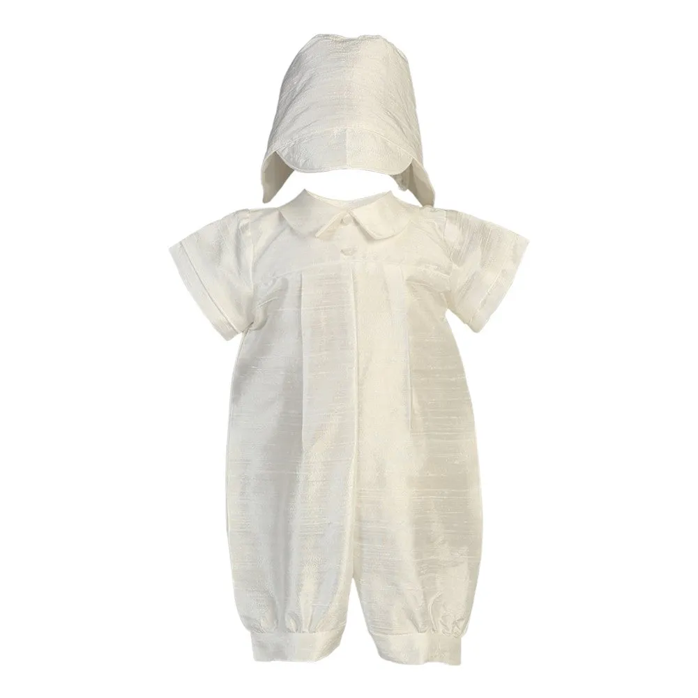 Baby Boys White Silk Romper Hat Baptism Christening Set 0-18M