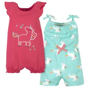 Baby Girls 2-Pack Unicorn Rompers