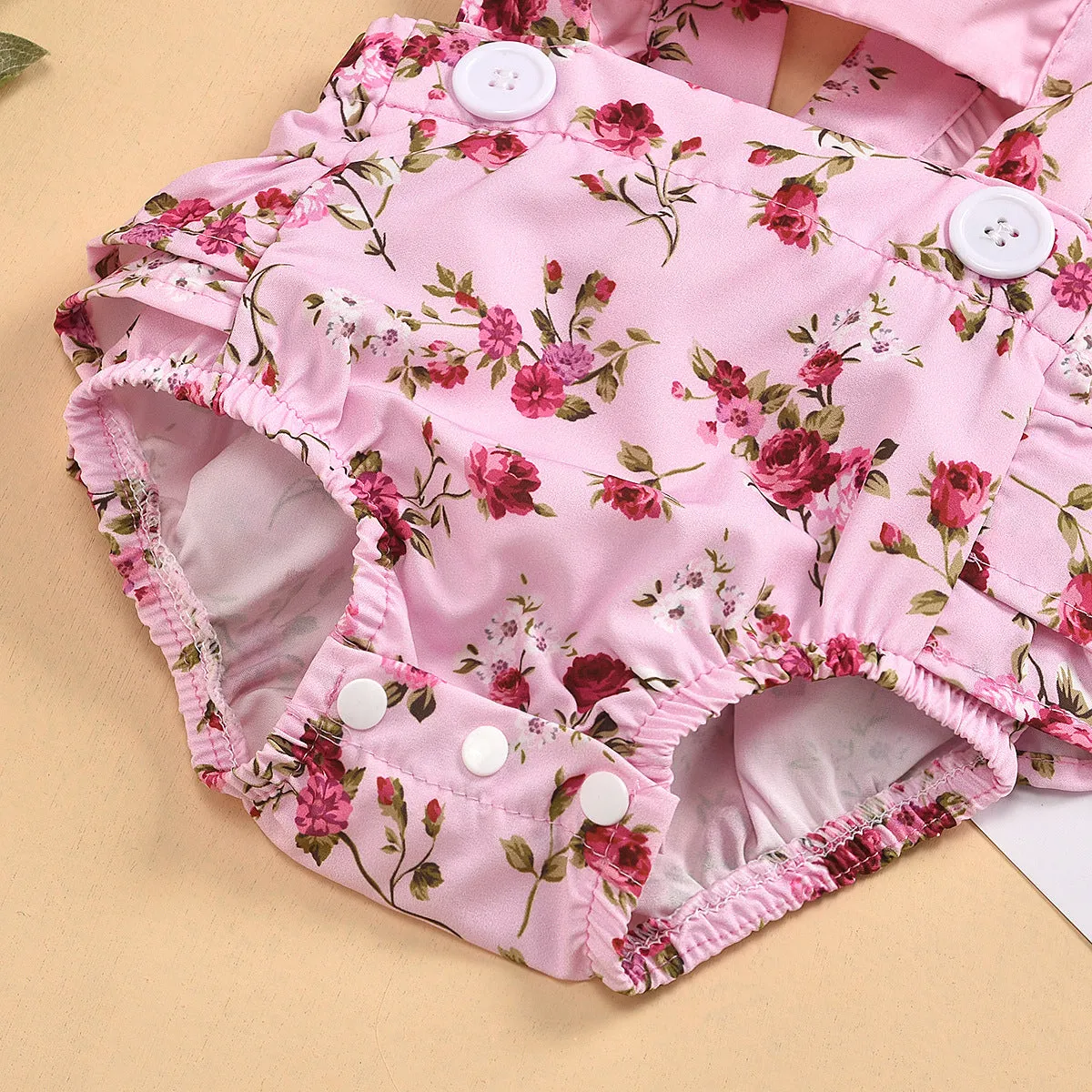 Baby Girl's Pink Floral Romper Outfit