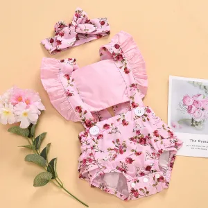 Baby Girl's Pink Floral Romper Outfit