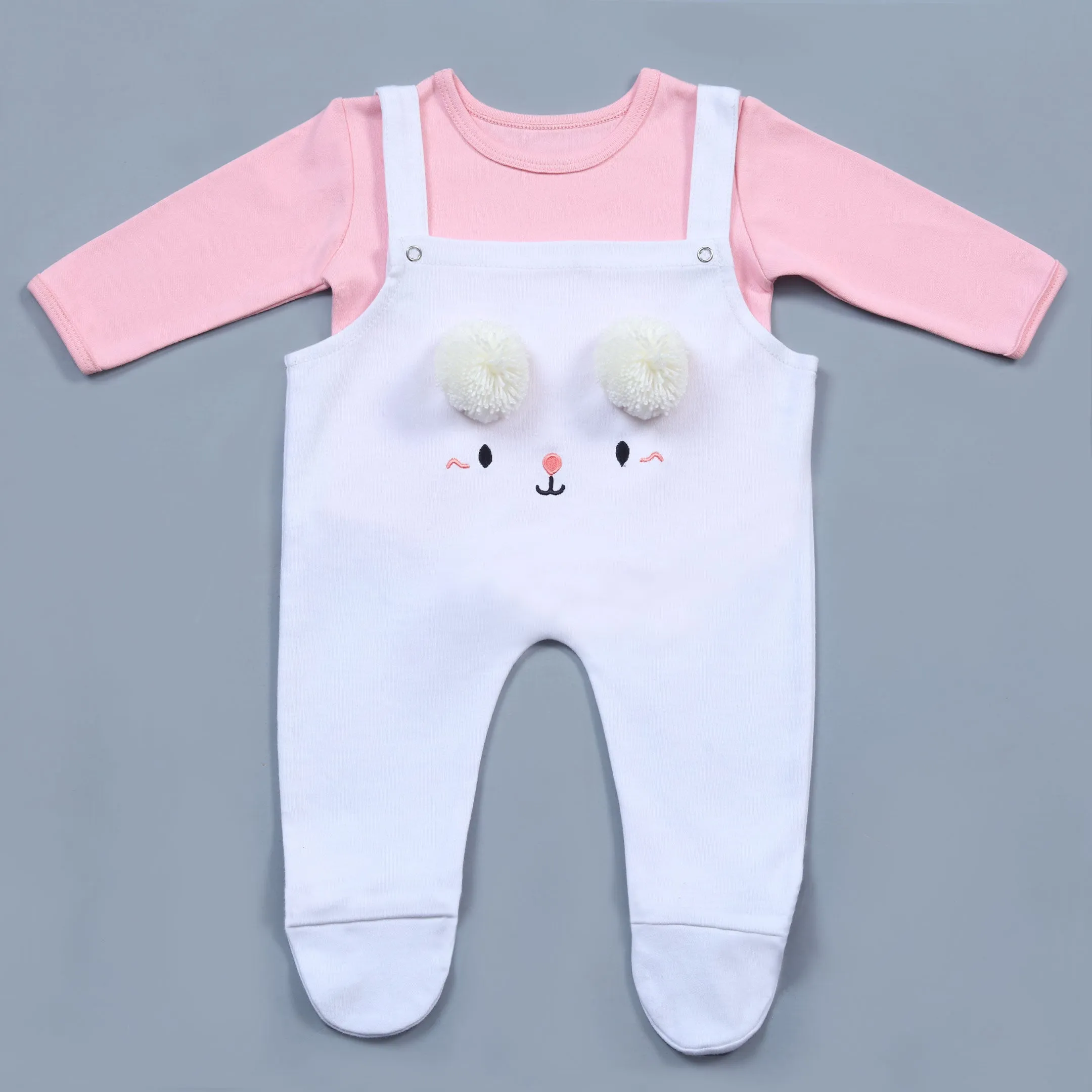 Baby White Cat Face Knitted Romper