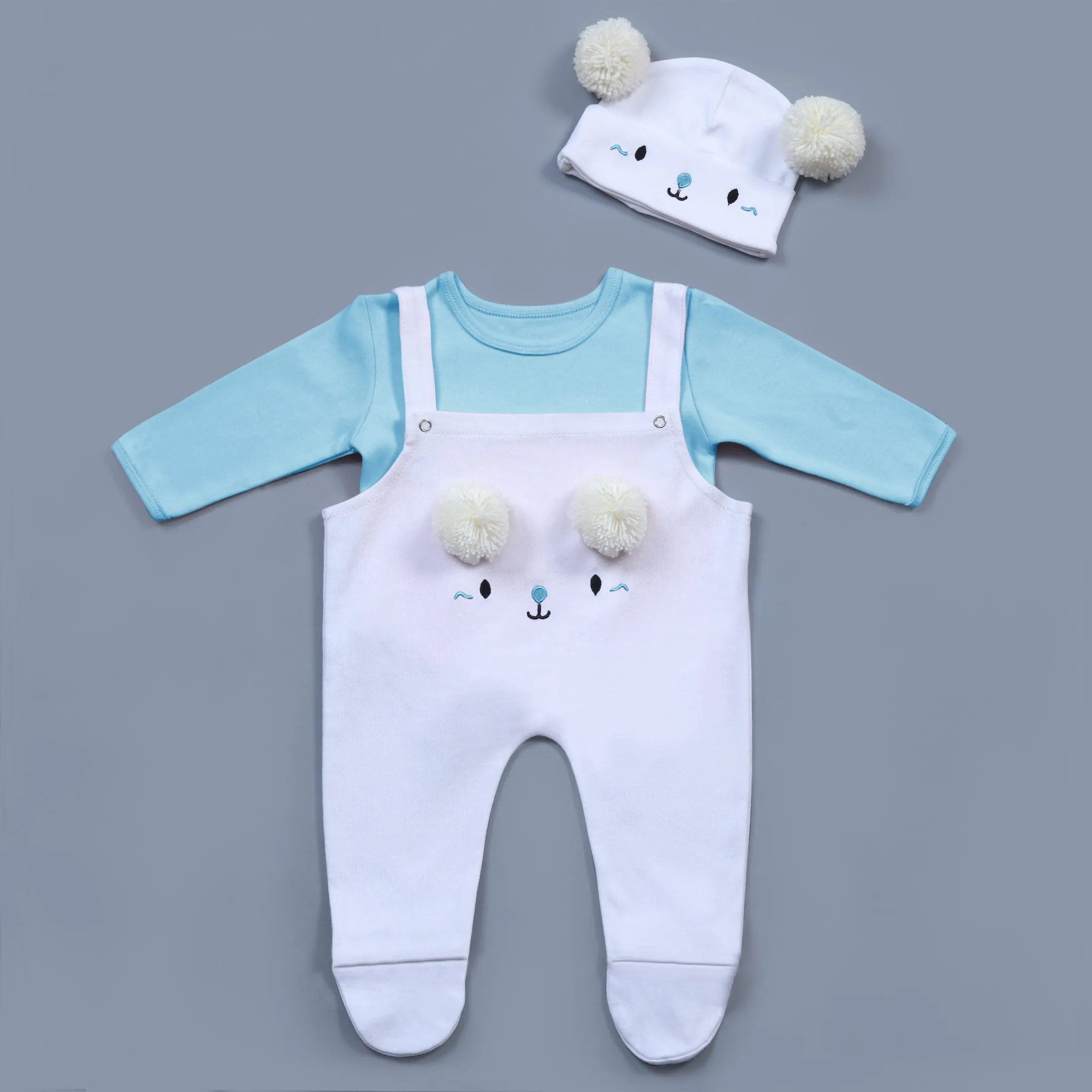 Baby White Cat Face Knitted Romper