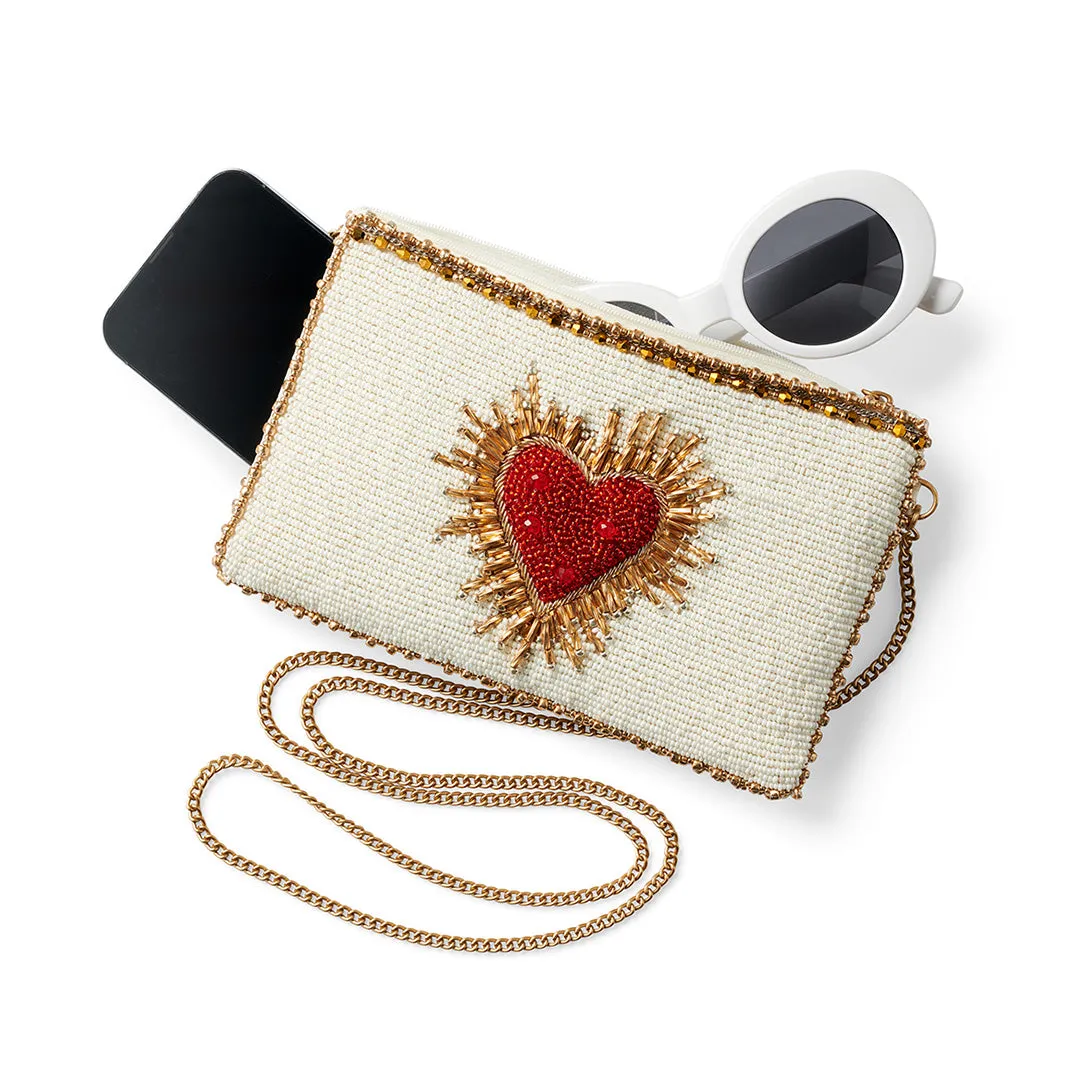 Beaded Heart Crossbody Bag