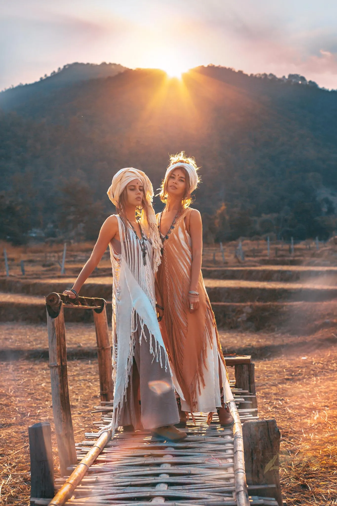 Beige Ochre Boho Handwoven Hand-Loomed See Through Dress