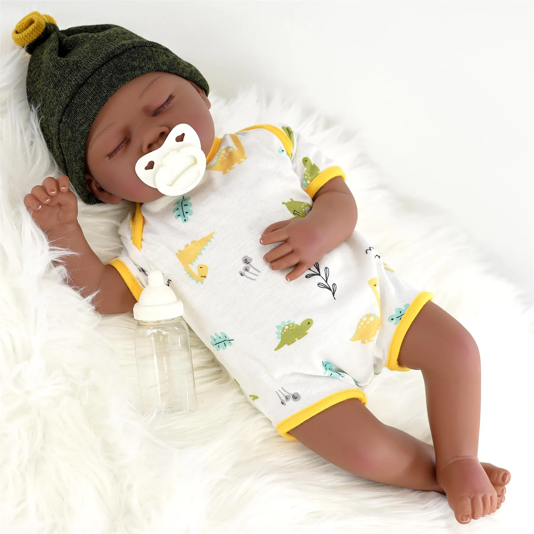 BiBi Black Doll Reborn Ethnic Sleeping Boy "Glorio" (50 cm / 20")