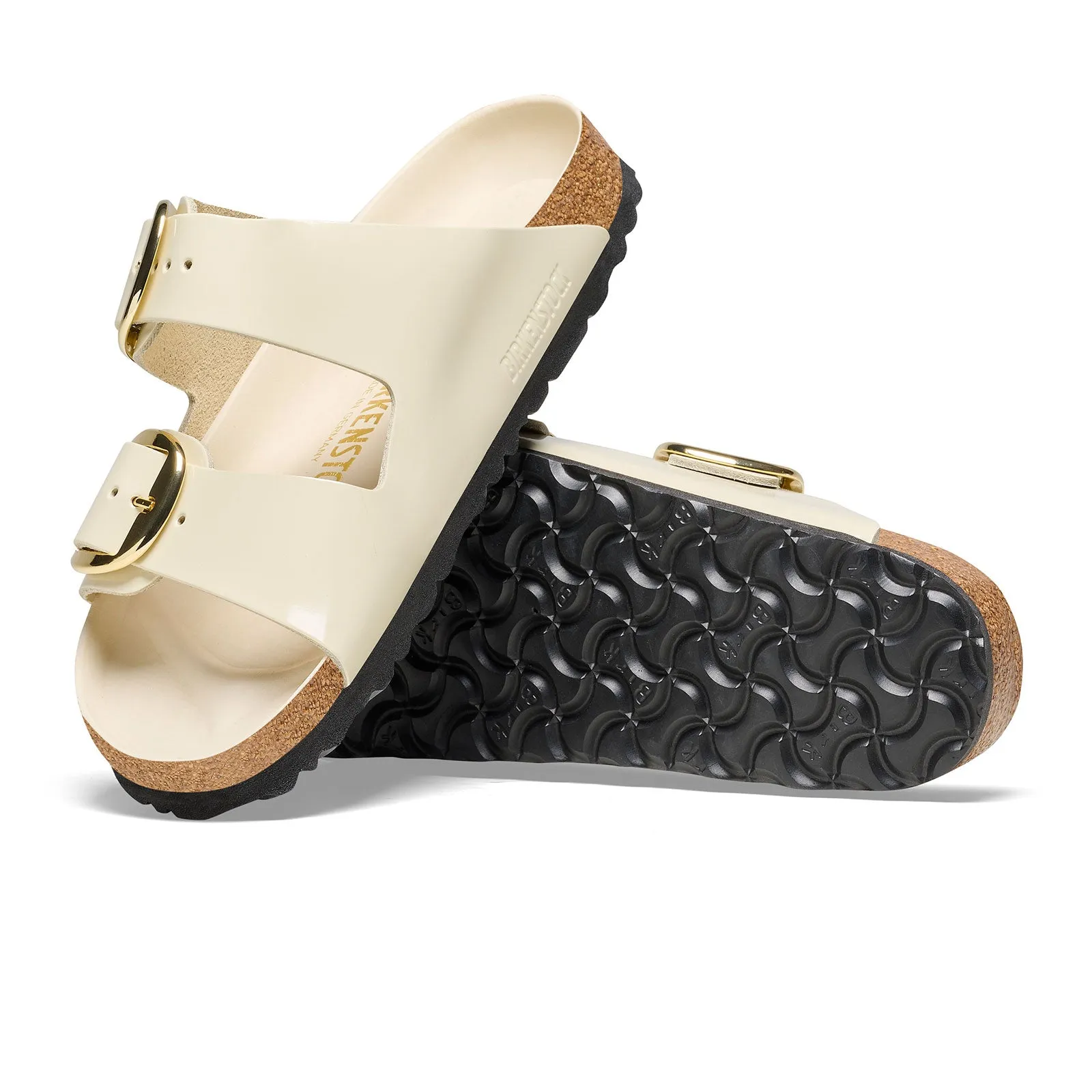 Birkenstock Arizona Big Buckle Narrow Slide Sandal (Women) - High Shine Ecru Leather