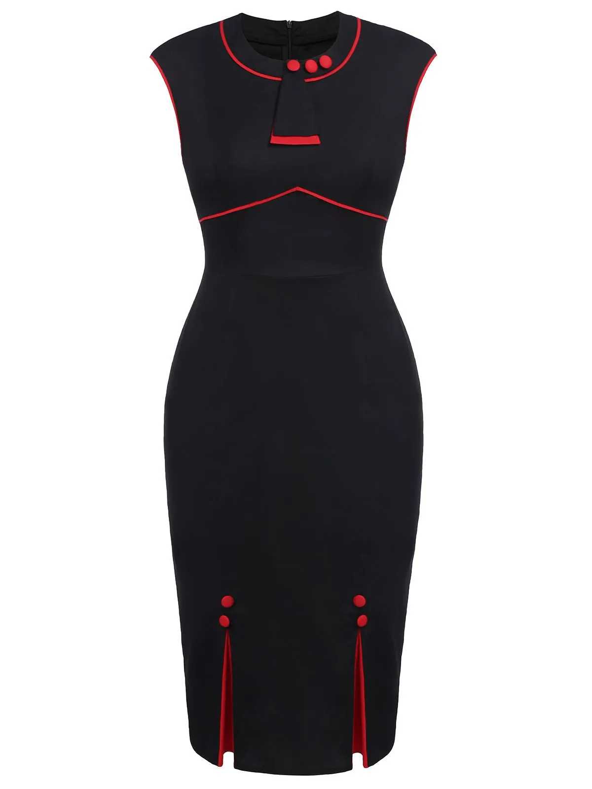 Black 1960s Patchwork Bodycon Dress