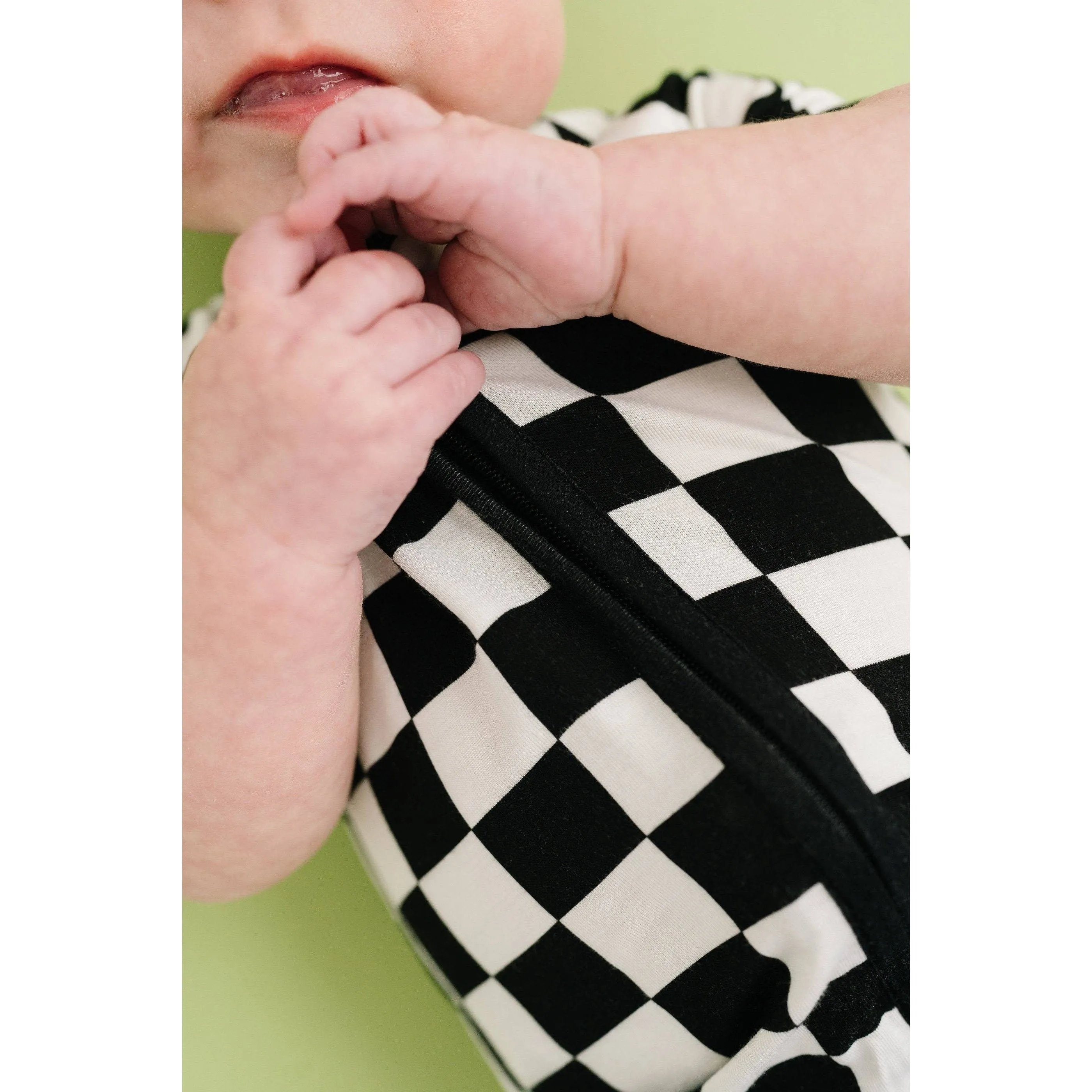 Black Checkered Bamboo Short Romper