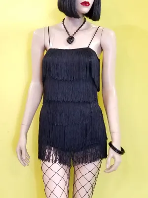 Black Fringed Romper