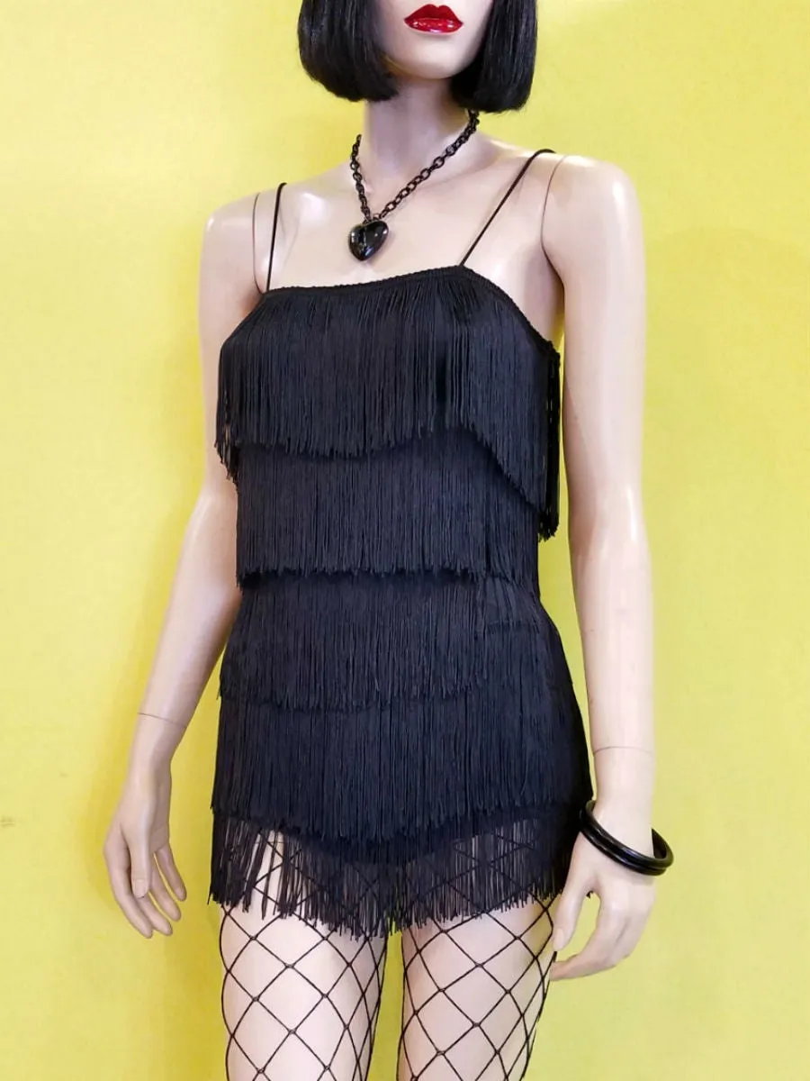 Black Fringed Romper