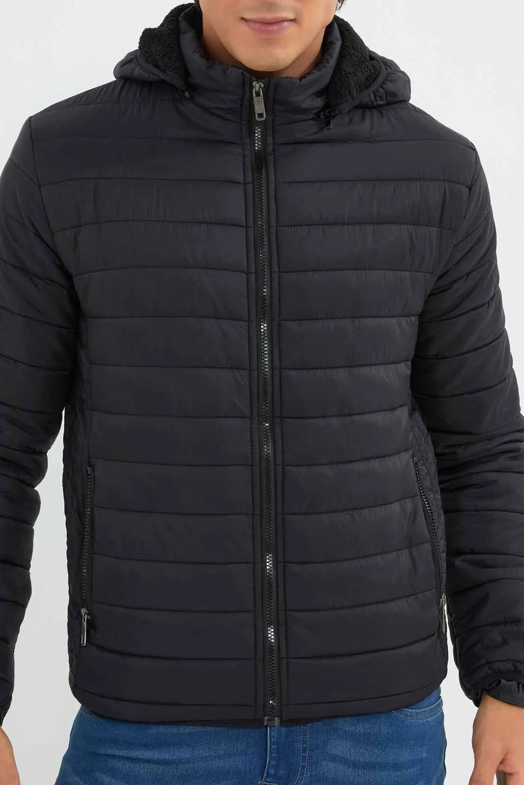 Black Padded Jacket For Men