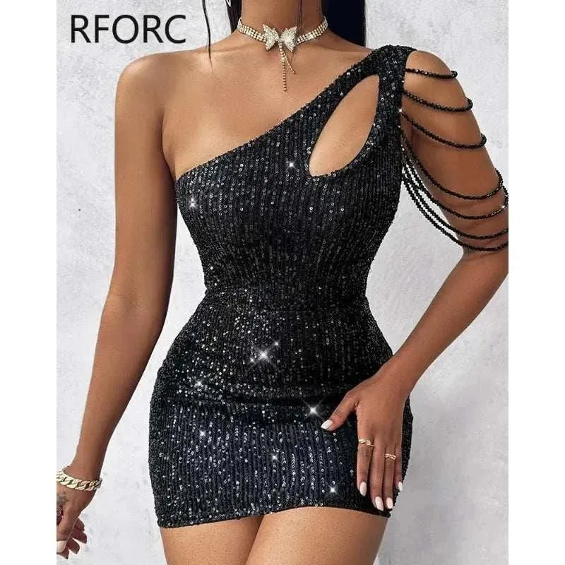 Bodycon mini Dress - One Shoulder Mini Dress 2024, Perfect Party dress