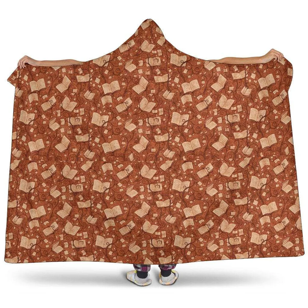 Book pattern hooded blanket