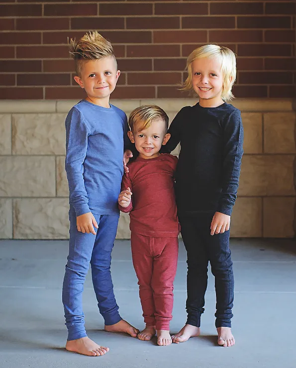 Boys Soft & Cozy Thermal 2-Piece Long Johns | Oatmeal w- Baby Blue Stitch