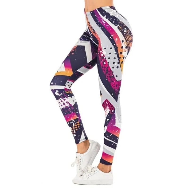 Brand Sexy Leaf Printing Fitness Slim High Waist Leggings