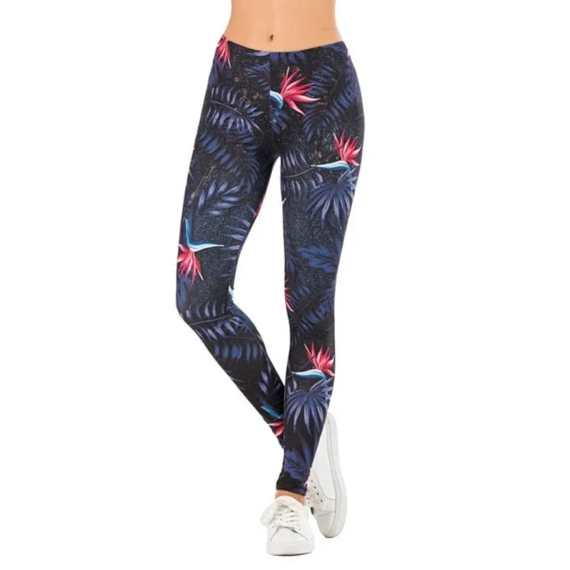 Brand Sexy Leaf Printing Fitness Slim High Waist Leggings