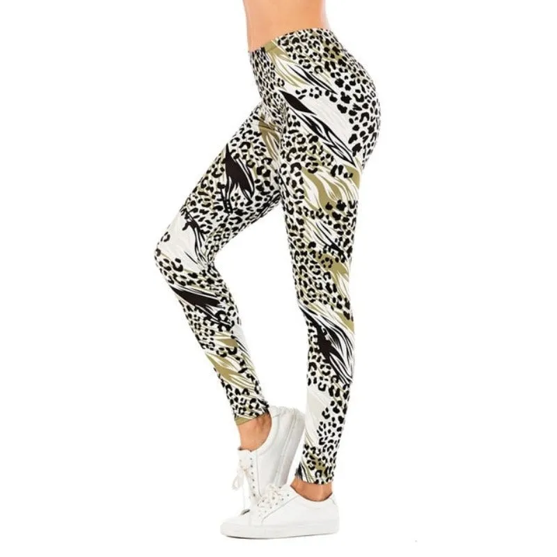 Brand Sexy Leaf Printing Fitness Slim High Waist Leggings