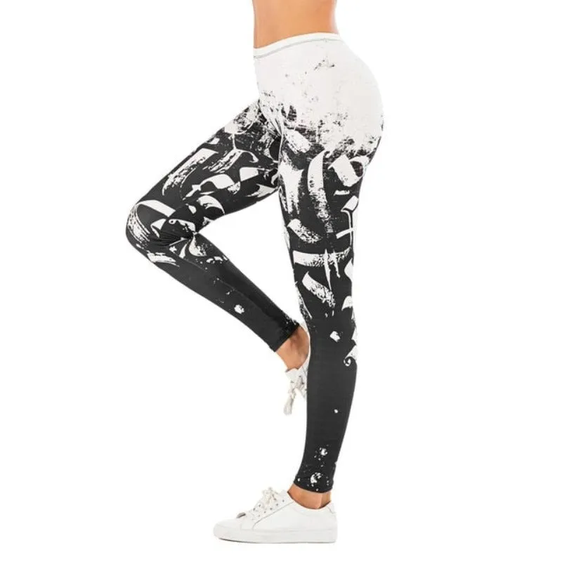 Brand Sexy Leaf Printing Fitness Slim High Waist Leggings