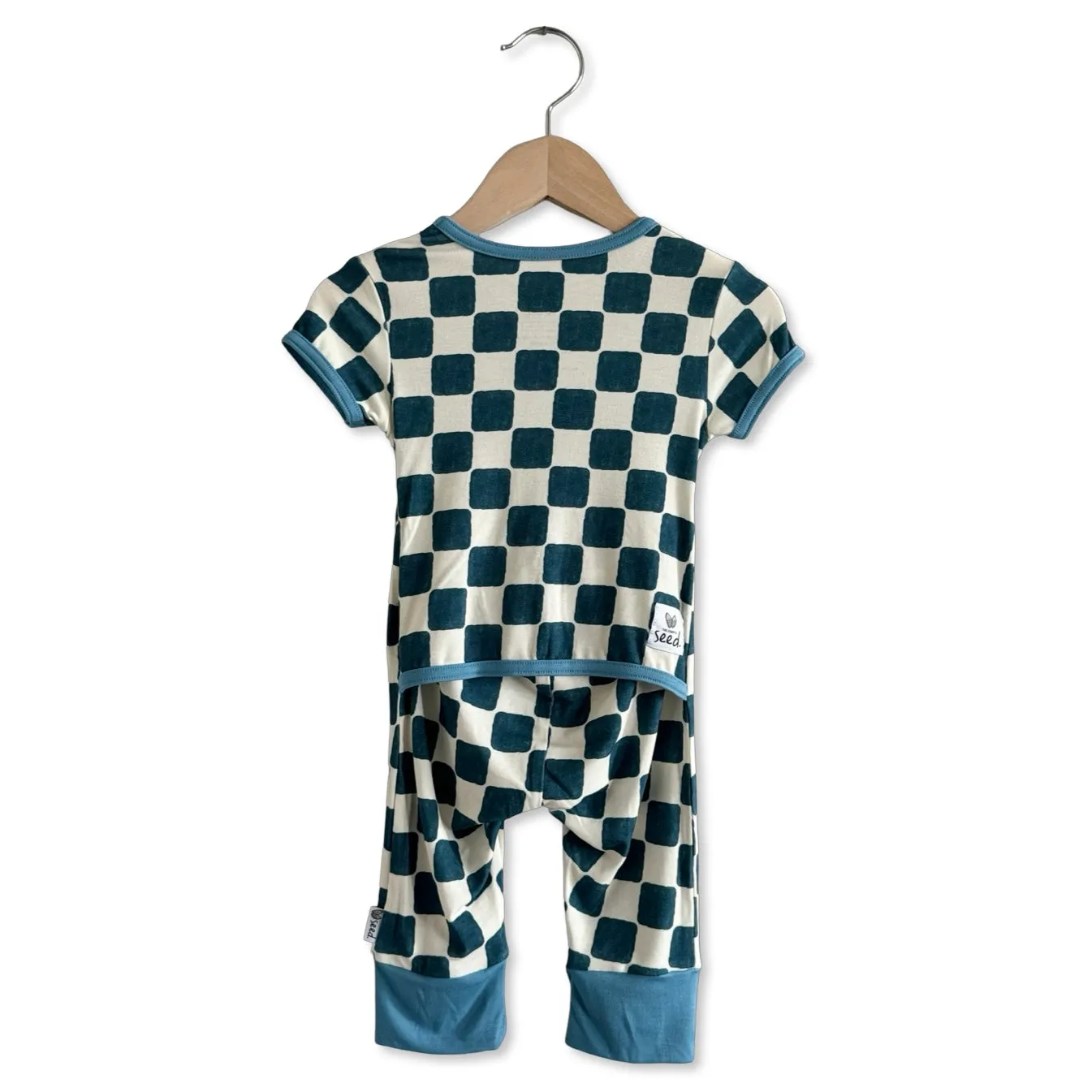 Checker Me Out Mini Ribbed Kid's Short Long Romper