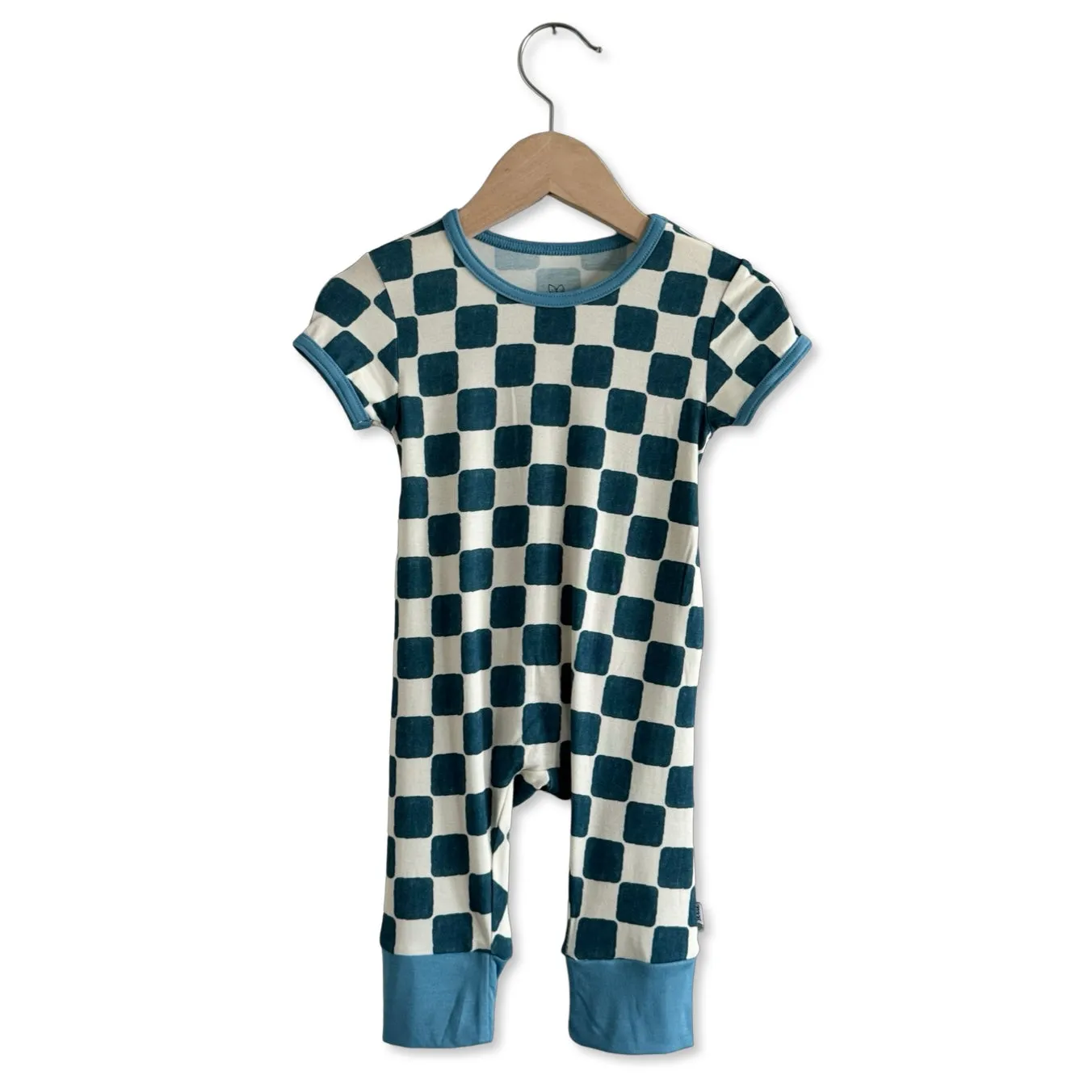 Checker Me Out Mini Ribbed Kid's Short Long Romper