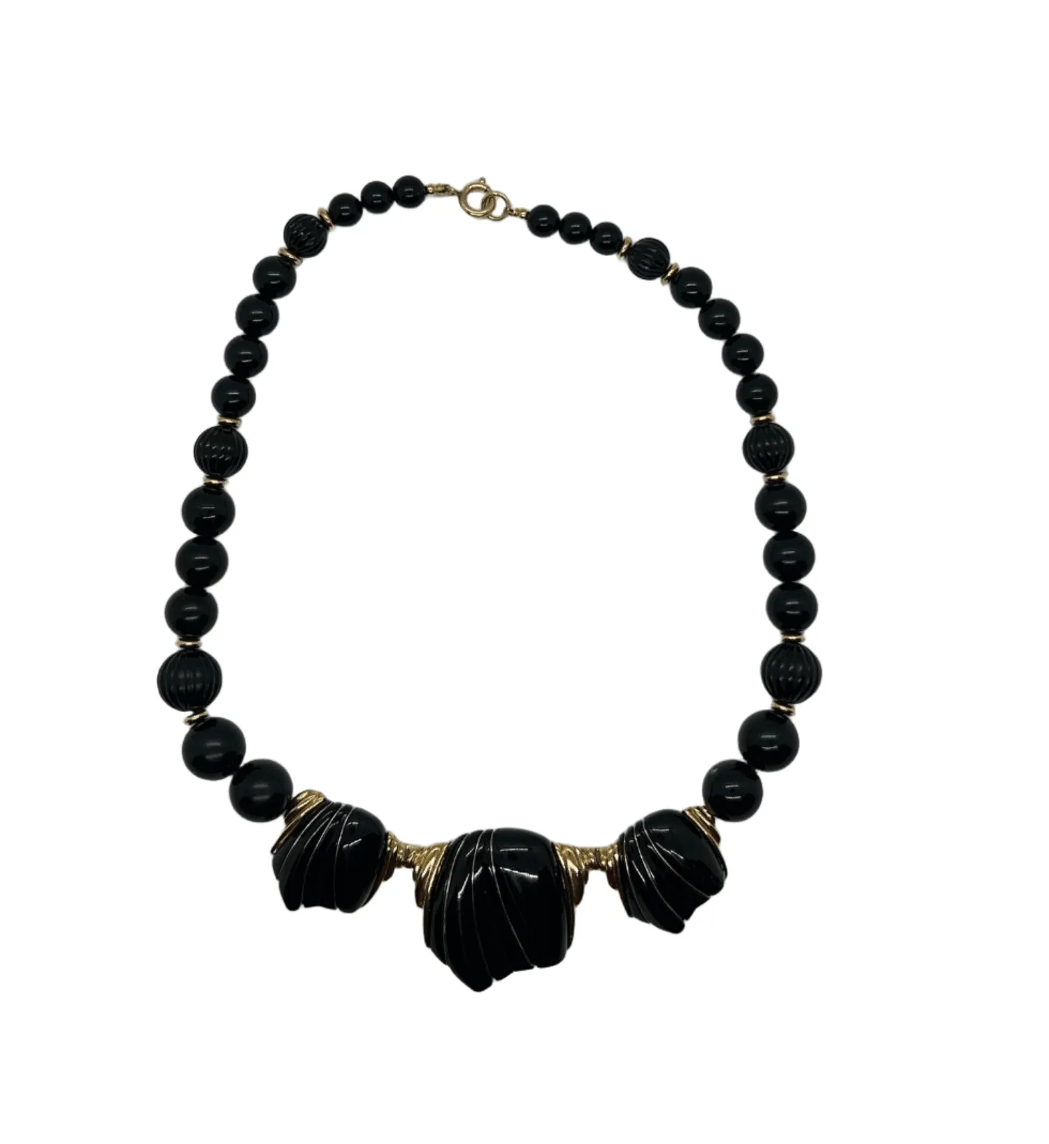 Chic Black and Gold Trifari Necklace