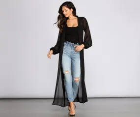 Chic Chiffon Tie Front Duster