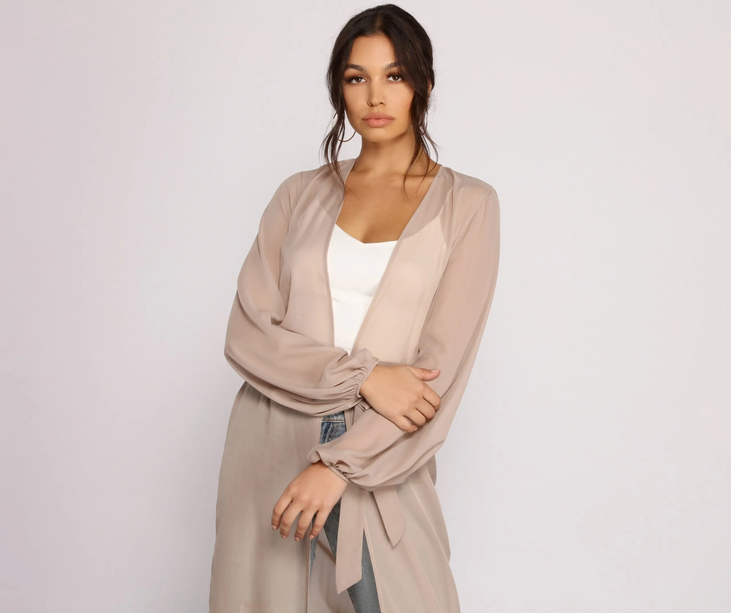 Chic Chiffon Tie Front Duster