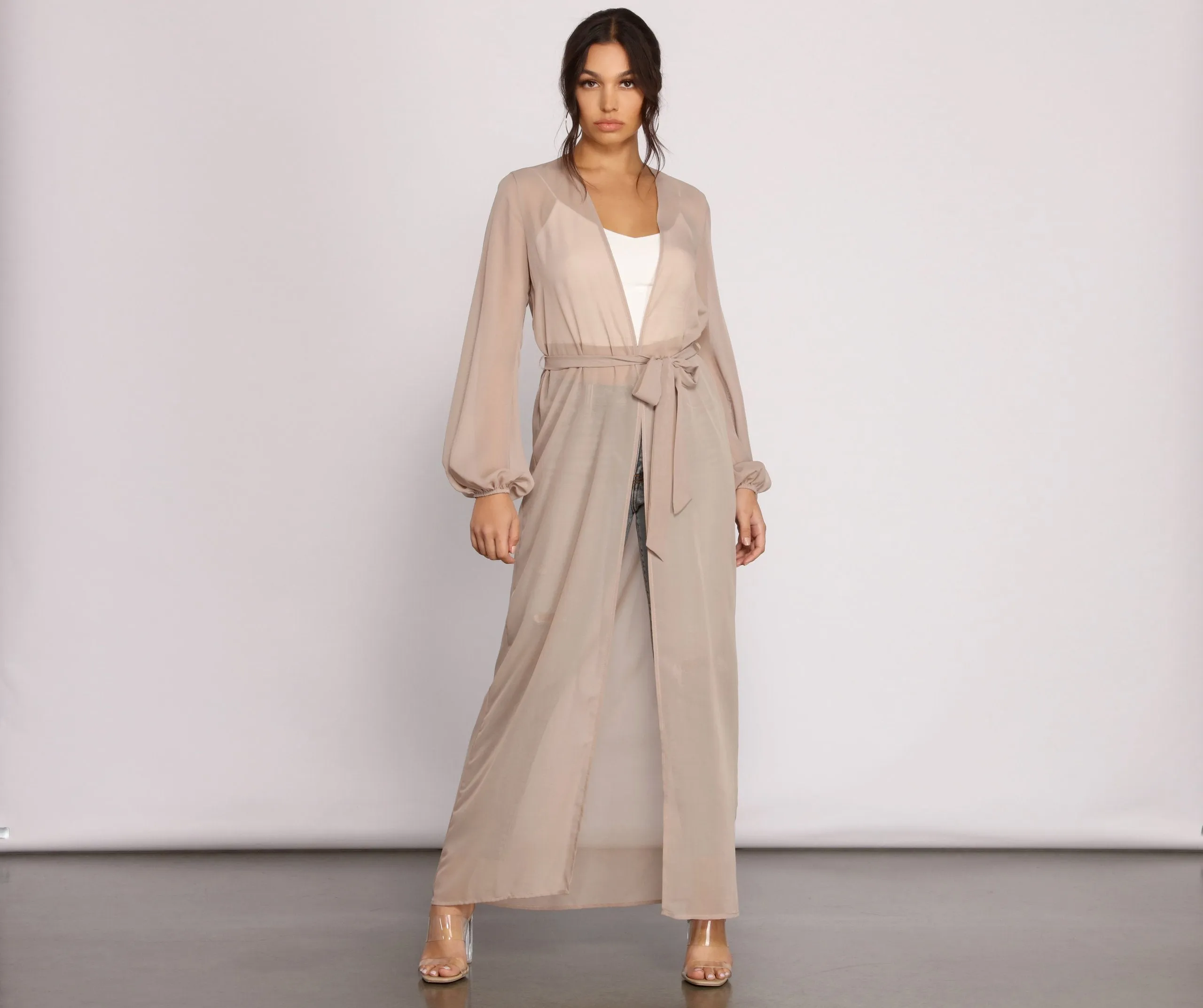 Chic Chiffon Tie Front Duster