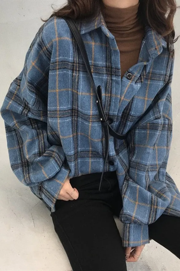 Chic Flannel Frosted Plaid Shirt