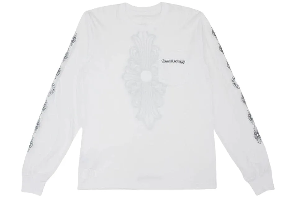 CHROME HEARTS FLORAL CROSS LONG SLEEVE WHITE