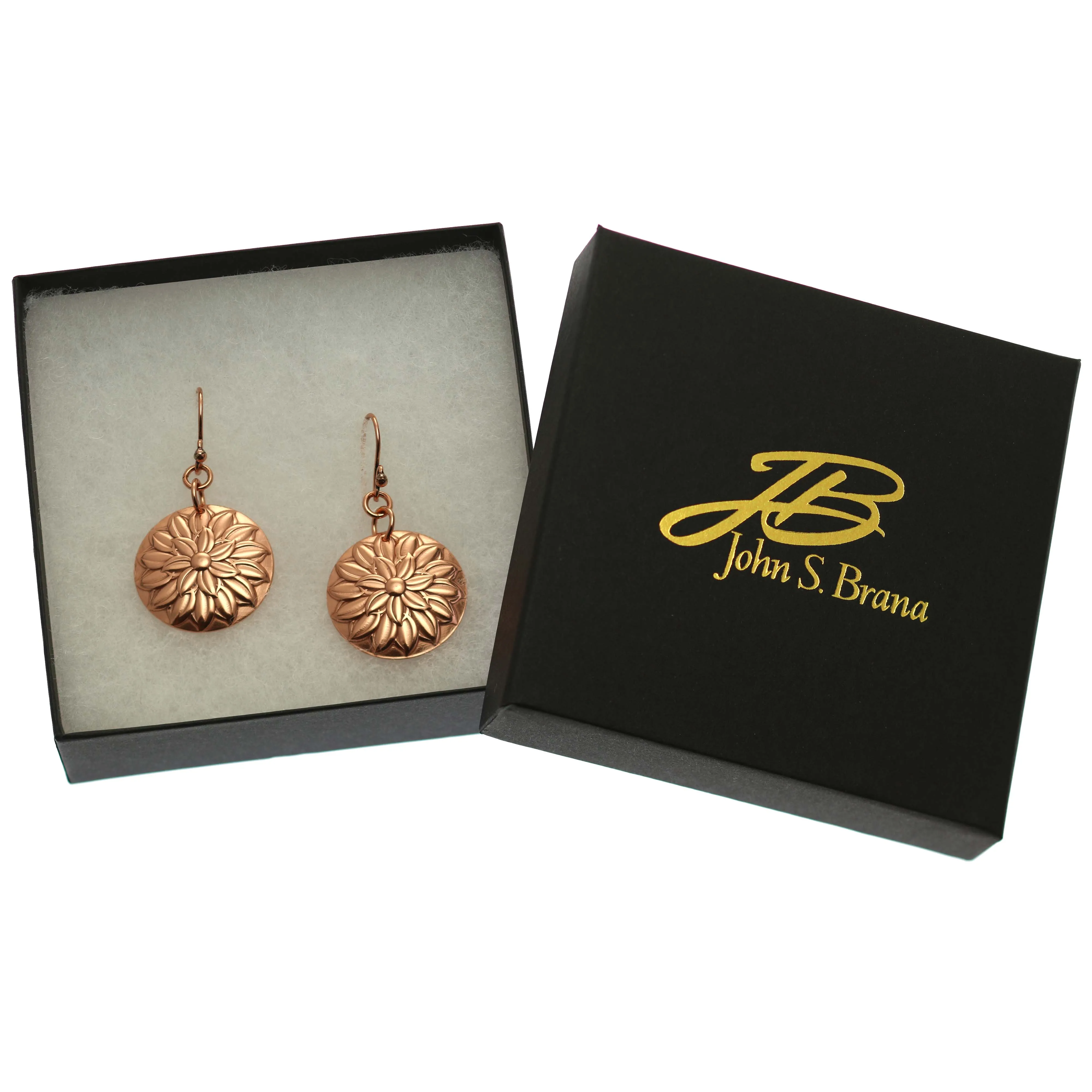 Chrysanthemum Copper Disc Earrings