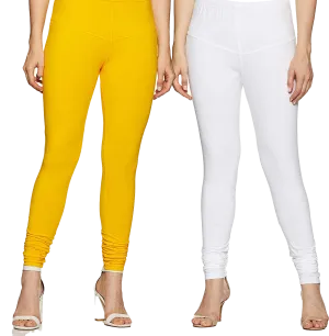 churidar Yellow and White Leggings for ladies (Pack of 2)